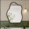 JINBROC Retro Stick-On Wooden Bathroom Mirror