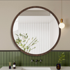 JINBROC Retro Stick-On Wooden Bathroom Mirror