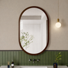 JINBROC Retro Stick-On Wooden Bathroom Mirror