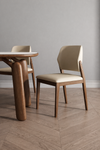 NORVIA Scandinavian Leather Dining Chair
