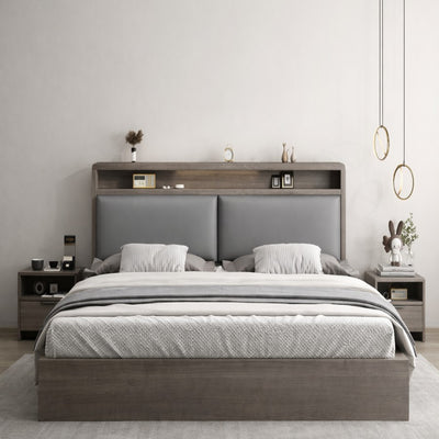 XINAO Modern Minimalist Wooden Storage Bed Frame