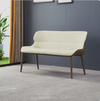 MELVIK Scandinavian Leather Bench With Backrest