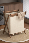 LINORA Scandinavian Wooden Laundry Hamper