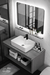 VELORA Contemporary Metal Bathroom Vanity