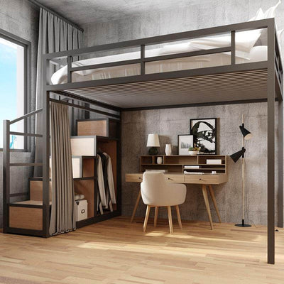 ALVINO Scandinavian Metal Loft Bed Frame