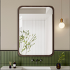 JINBROC Retro Stick-On Wooden Bathroom Mirror