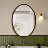 JINBROC Retro Stick-On Wooden Bathroom Mirror