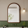 JINBROC Retro Stick-On Wooden Bathroom Mirror